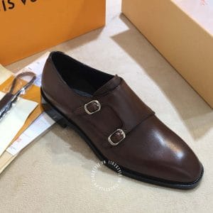 Giày tây Louis Vuitton nâu trơn khóa kim loại đẹp mắt - Hình ảnh 5