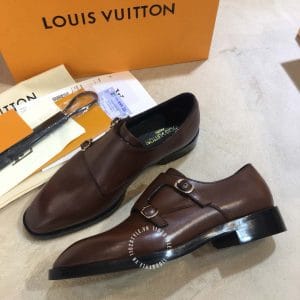 Giày tây Louis Vuitton nâu trơn khóa kim loại đẹp mắt - Hình ảnh 3