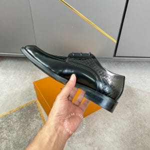 Giày tây nam cao cấp Louis Vuitton da bò xịn màu đen - Hình ảnh 7