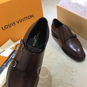 Giày tây Louis Vuitton nâu trơn khóa kim loại đẹp mắt - Hình ảnh 4