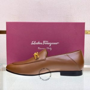 Giày Salvatore Ferragamo màu nâu logo vàng hàng hiệu giá tốt - Ảnh 6