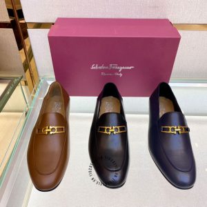 Giày Salvatore Ferragamo màu nâu logo vàng hàng hiệu giá tốt - Ảnh 8