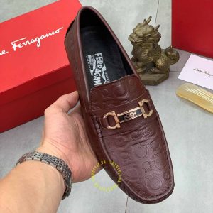 Giày tây nam hàng hiệu Salvatore Ferragamo da xịn màu đỏ đô - Ảnh 5