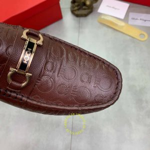 Giày tây nam hàng hiệu Salvatore Ferragamo da xịn màu đỏ đô - Ảnh 6