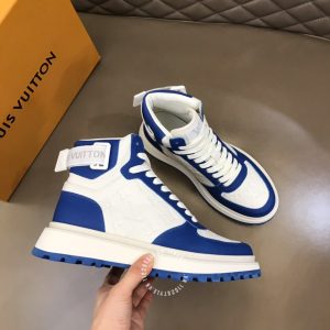 Giày thể thao cao cấp LV Sneakers cao cổ nam màu trắng phối xanh - Ảnh 3