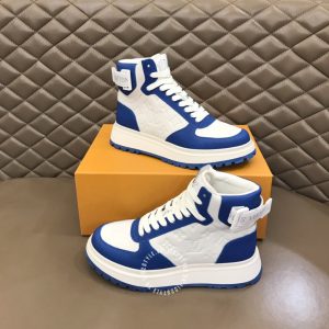 Giày thể thao cao cấp LV Sneakers cao cổ nam màu trắng phối xanh - Ảnh 2