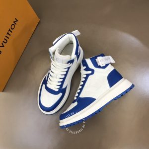 Giày thể thao cao cấp LV Sneakers cao cổ nam màu trắng phối xanh - Ảnh 4