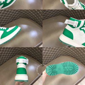 Giày thể thao hàng hiệu LV Sneakers cổ cao trắng phối màu xanh lá - Ảnh 9