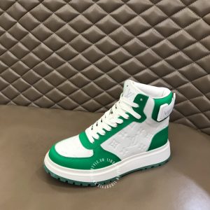 Giày thể thao hàng hiệu LV Sneakers cổ cao trắng phối màu xanh lá - Ảnh 6