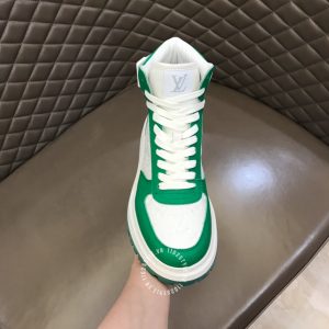 Giày thể thao hàng hiệu LV Sneakers cổ cao trắng phối màu xanh lá - Ảnh 5