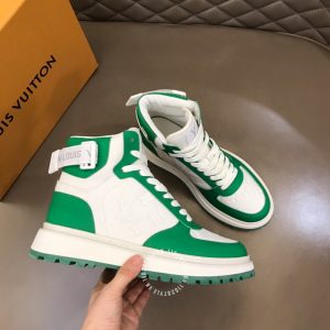 Giày thể thao hàng hiệu LV Sneakers cổ cao trắng phối màu xanh lá - Ảnh 4