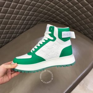 Giày thể thao hàng hiệu LV Sneakers cổ cao trắng phối màu xanh lá - Ảnh 7