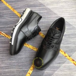 Giày thể thao nam cao cấp Louis Vuitton da trơn màu đen - Hình ảnh 2