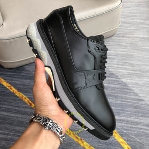Giày thể thao nam cao cấp Louis Vuitton da trơn màu đen - Hình ảnh 6