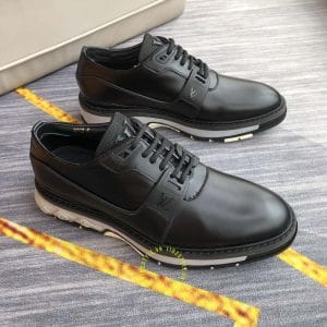 Giày thể thao nam cao cấp Louis Vuitton da trơn màu đen - Hình ảnh 3