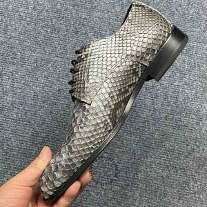 Giày nam cao cấp Louis Vuitton da rắn màu ánh bạc - Hình ảnh 4