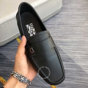 Giày nam cao cấp hàng hiệu Salvatore Ferragamo da bò màu đen - Ảnh 5