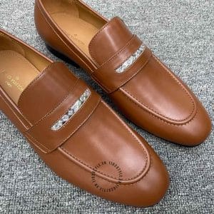 Giày nam hàng hiệu Loafer Louis Vuitton da trơn màu nâu - Hình ảnh 4