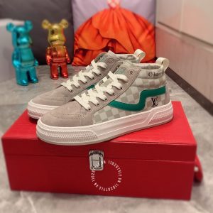 Giày thể thao nam hàng hiệu LV Sneakers màu ghi họa tiết caro - Ảnh 5