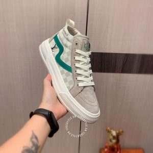 Giày thể thao nam hàng hiệu LV Sneakers màu ghi họa tiết caro - Ảnh 7