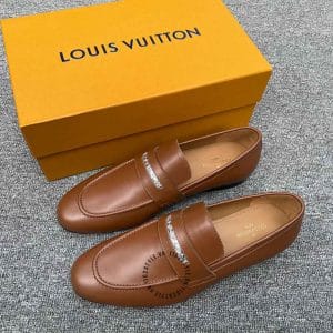 Giày nam hàng hiệu Loafer Louis Vuitton da trơn màu nâu - Hình ảnh 3