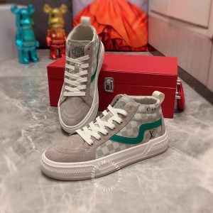 Giày thể thao nam hàng hiệu LV Sneakers màu ghi họa tiết caro - Ảnh 3
