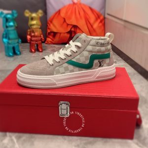 Giày thể thao nam hàng hiệu LV Sneakers màu ghi họa tiết caro - Ảnh 6