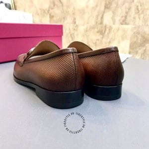 Giày Lười Salvatore Ferragamo màu nâu logo kim loại cao cấp - Hình ảnh 9