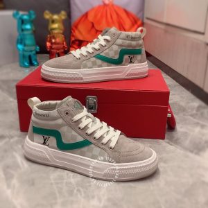 Giày thể thao nam hàng hiệu LV Sneakers màu ghi họa tiết caro - Ảnh 2