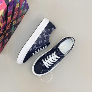 Giày thể thao super fake LV Sneakers màu xanh than họa tiết Monogram - Ảnh 3
