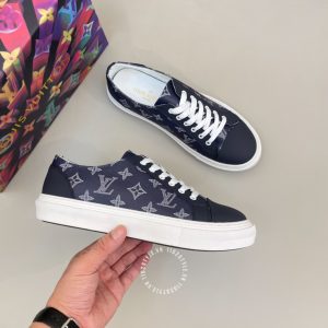 Giày thể thao super fake LV Sneakers màu xanh than họa tiết Monogram - Ảnh 2