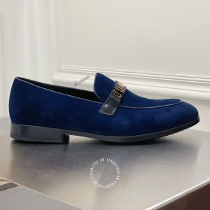 Giày Salvatore Ferragamo nam màu xanh logo vàng - Ảnh 5