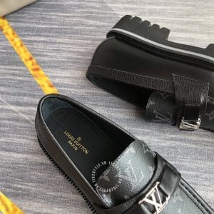 Giày Louis Vuitton lười màu đen đế cao su dày họa tiết Monogram - Ảnh 7