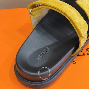Dép quai ngang Hermes nam màu vàng da lộn chất lượng cao - Ảnh 6