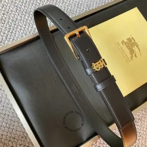 Thắt lưng Burberry nam màu đen trơn khóa vàng - Hình ảnh 3