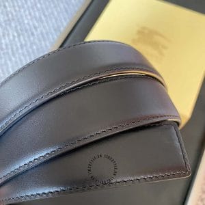 Thắt lưng Burberry nam màu đen trơn khóa vàng - Ảnh 7