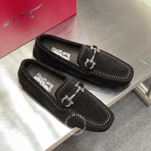 Giày nam hàng hiệu Moca Salvatore Ferragamo da lộn màu đen - Ảnh 2