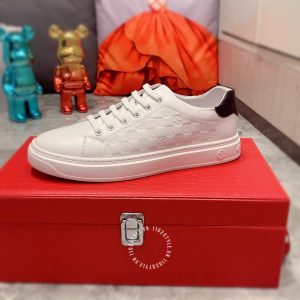 Giày nam hàng hiệu LV sneaker trắng họa tiết caro cao cấp - Ảnh 6