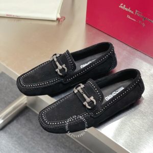 Giày nam hàng hiệu Moca Salvatore Ferragamo da lộn màu đen - Ảnh 3