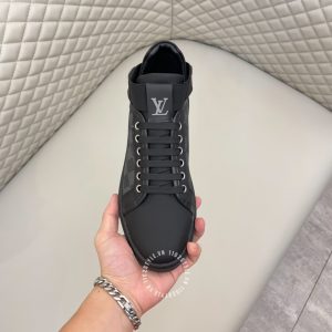 Giày nam da xịn LV Sneakers thể thao màu đen họa tiết caro - Ảnh 4