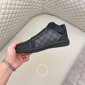 Giày nam da xịn LV Sneakers thể thao màu đen họa tiết caro - Ảnh 6
