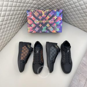 Giày nam da xịn LV Sneakers thể thao màu đen họa tiết caro - Ảnh 9
