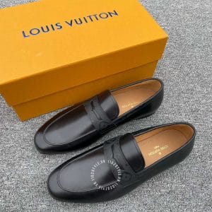 Giày lười Louis Vuitton màu đen trơn sang trọng bản like auth - Hình ảnh 3