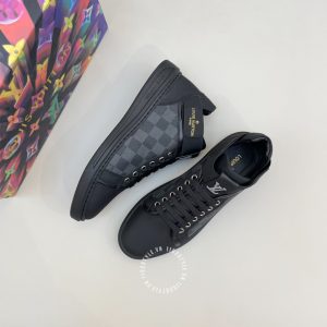 Giày nam da xịn LV Sneakers thể thao màu đen họa tiết caro - Ảnh 2