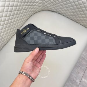 Giày nam da xịn LV Sneakers thể thao màu đen họa tiết caro - Ảnh 5