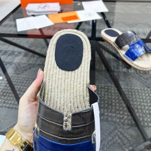 Dép cói nam Hermes quai xanh phối ghi hàng hiệu cao cấp - Ảnh 8