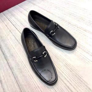 Giày Loafer Salvatore Ferragamo màu đen trơn logo bạc hàng hiệu - Hình ảnh 2