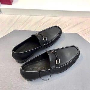 Giày Loafer Salvatore Ferragamo màu đen trơn logo bạc hàng hiệu - Hình ảnh 4