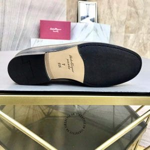 Giày Loafer Salvatore Ferragamo màu đen trơn logo bạc hàng hiệu - Hình ảnh 9