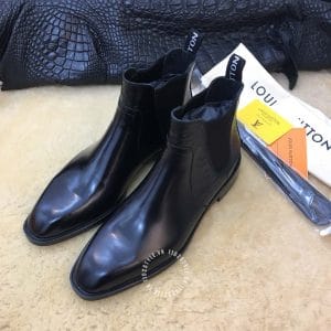 Giày Louis Vuitton cổ cao chelsea boot replica 1:1 màu đen bo chun - Ảnh 3
